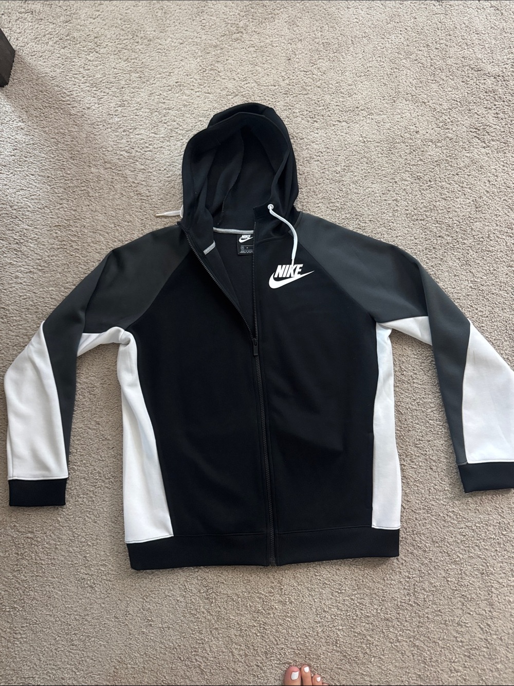 Nike Black, White & Gray Full-Zip Performance Hoodie